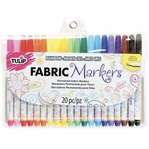 NEW✨Tulip Fabric Markers, Multi-Colored, Permanent, Fine Tip, 20 Pk